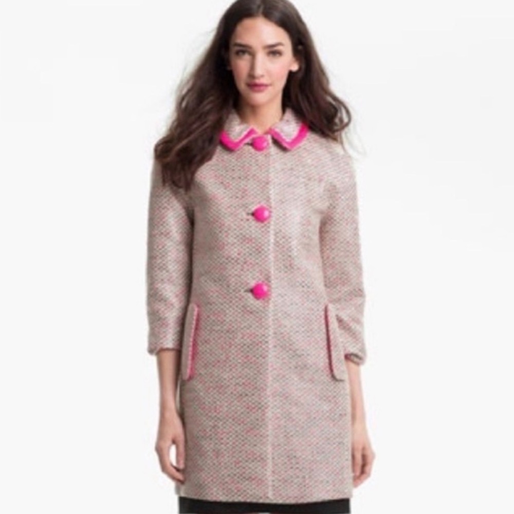 Kate Spade Pink Tweed Rain Jacket Size 0